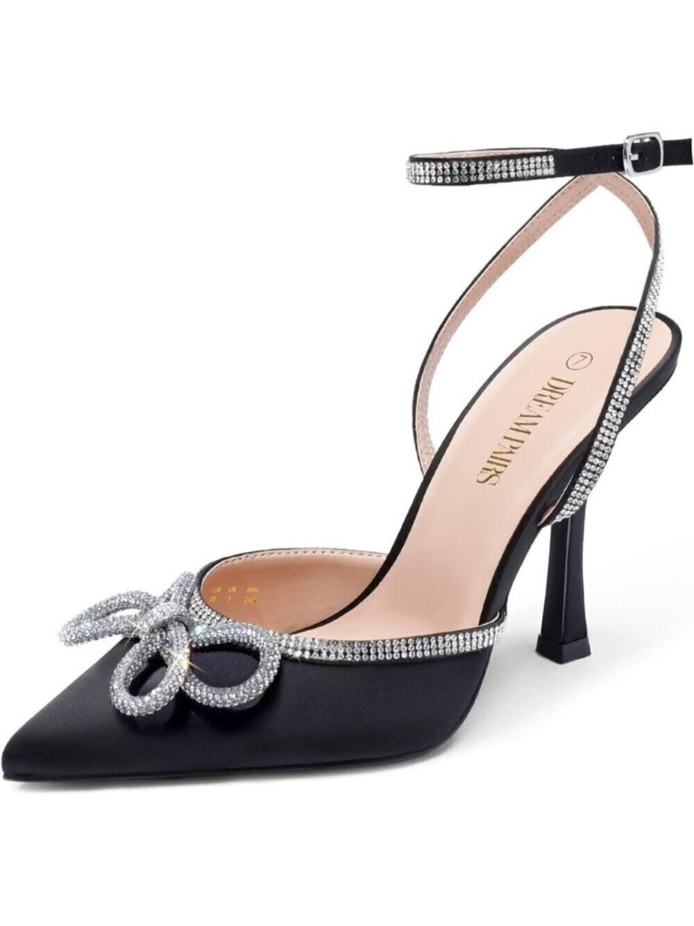 Women's Black High Heels Destiny Closed Toe Strappy Heels Sexy Ankle Strap